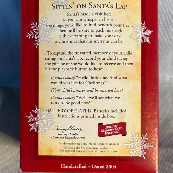 Vintage, Collectible, Voice recording, Christmas Ornament-Sittin' on Santa's Lap - Picture 2 of 2